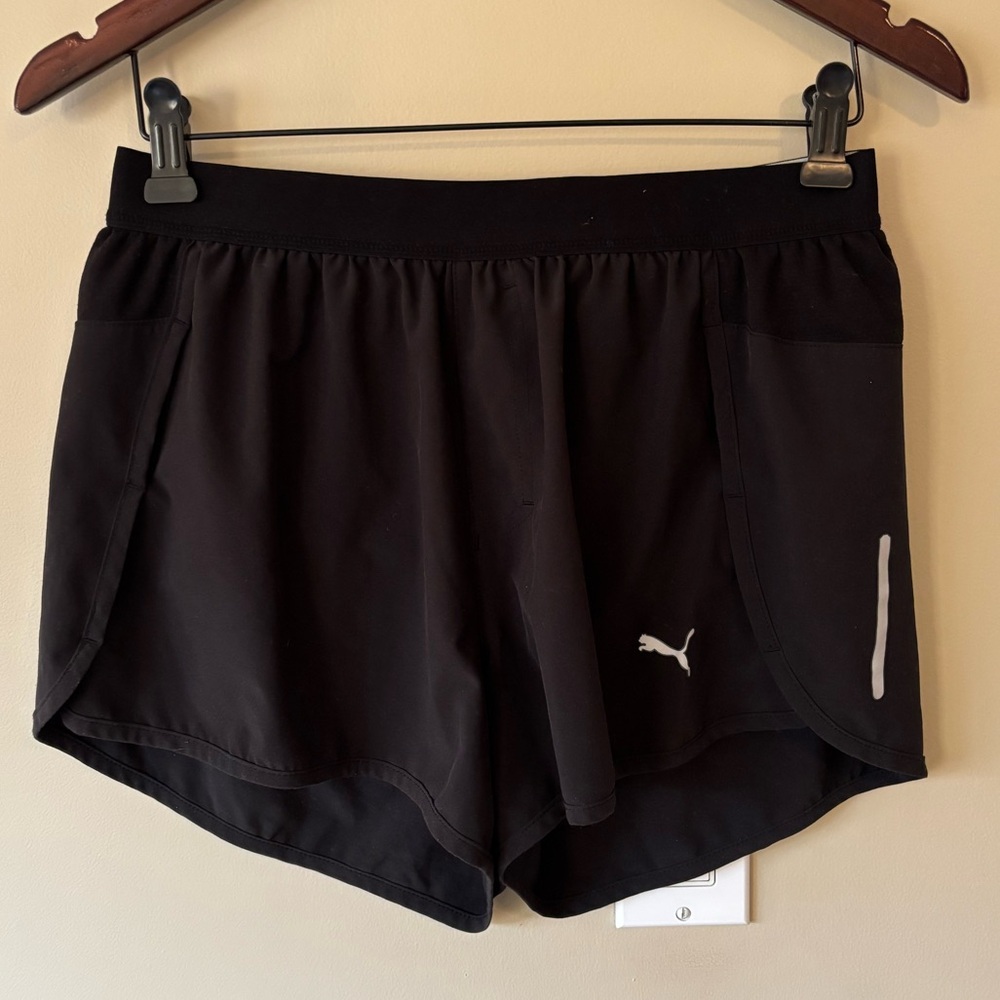 Puma Women's Black Athletic Shorts with Logo Size Medium